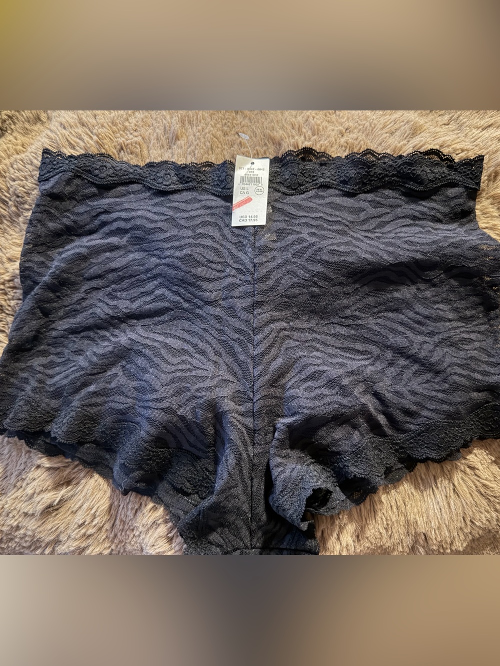 Aerie Black Zebra-Print Lace Boyshorts